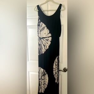 INC Maxi Dress black and white tie-dye pattern